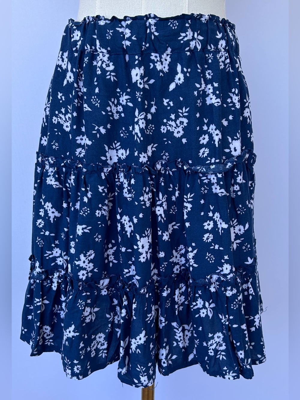 Anne Carson Women’s Boho Floral Tiered Mini Skirt Elastic Waist  Size Large